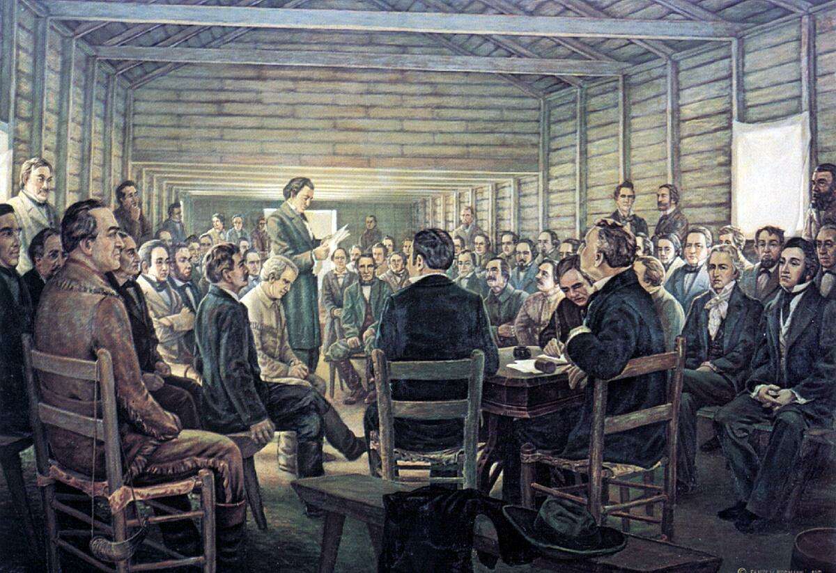 "The Reading of the Texas Declaration of Independence," by Charles and Fanny Normann Collection of the Joe Fultz estate of Navasota.