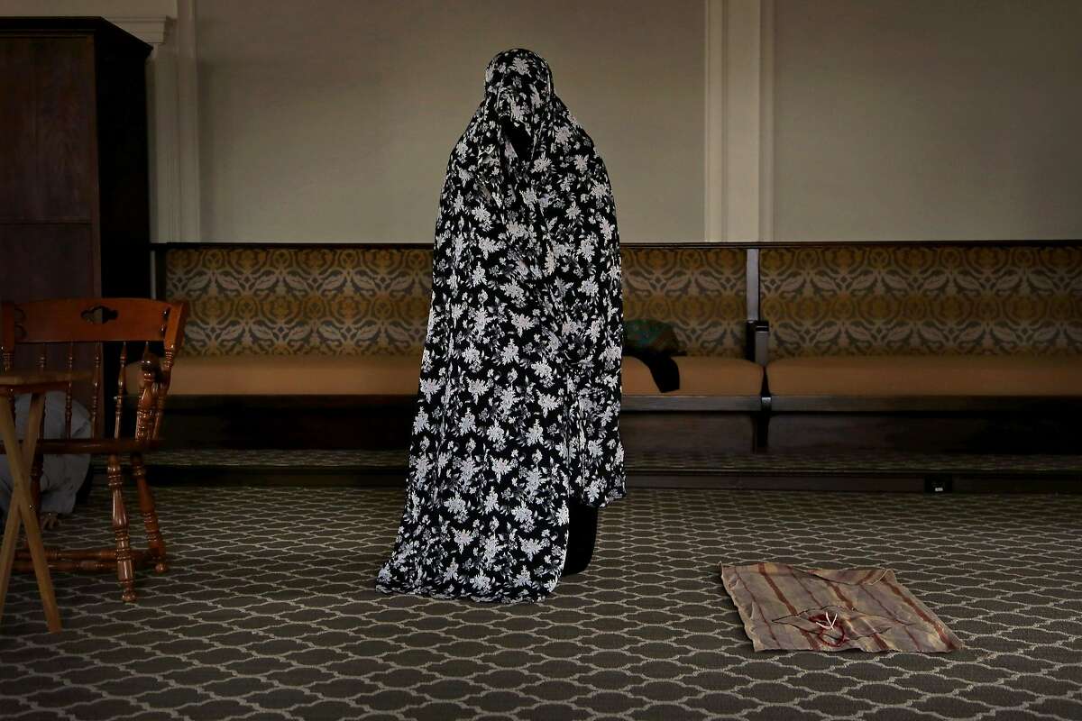 Rabi'a Keeble gets ready for the start of Jumu'ah at the Islamic Cultural Center in Oakland, Calif., on Friday, April 7, 2017. Keeble is the founder of a new women's mosque, the first of its kind in Northern California. She says traditional Islamic patriarchy is a form of slavery and she got tired of asking the men why the separation was necessary. Instead she says, "I want to talk to the women about why are you putting up with it?"