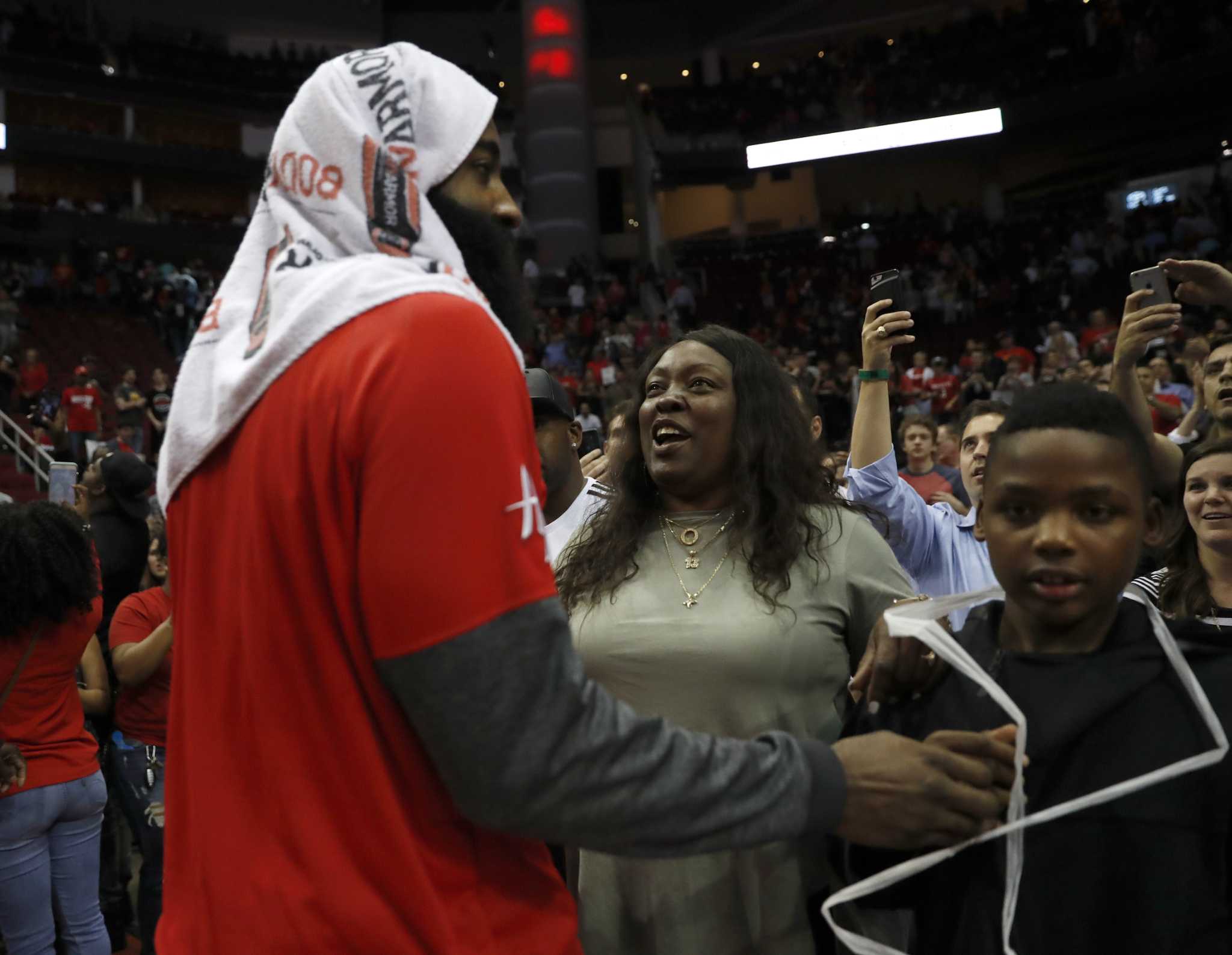 James Harden's mom also his biggest fan
