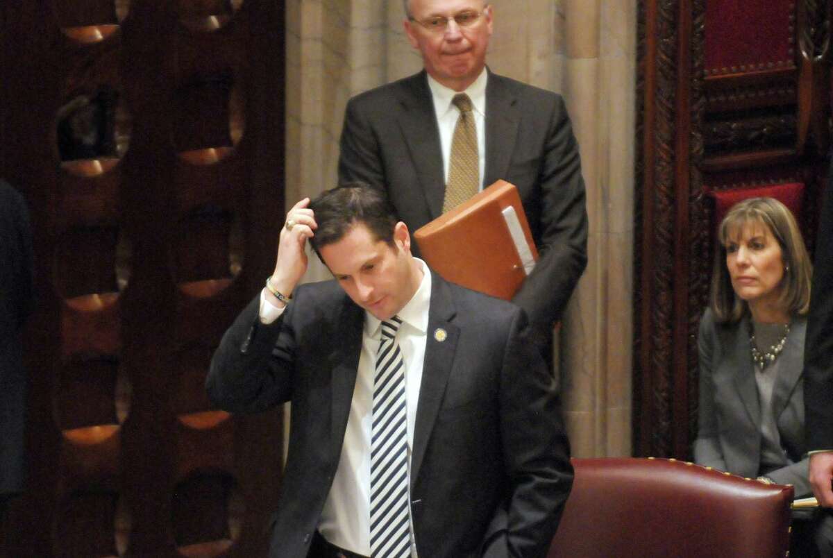 Senator Greg Ball, 40th District, talks during a vote on a voter registration bill during session at the Capitol on Thursday, Feb. 27, 2014, in Albany, N.Y. (Michael P. Farrell/Times Union archive)