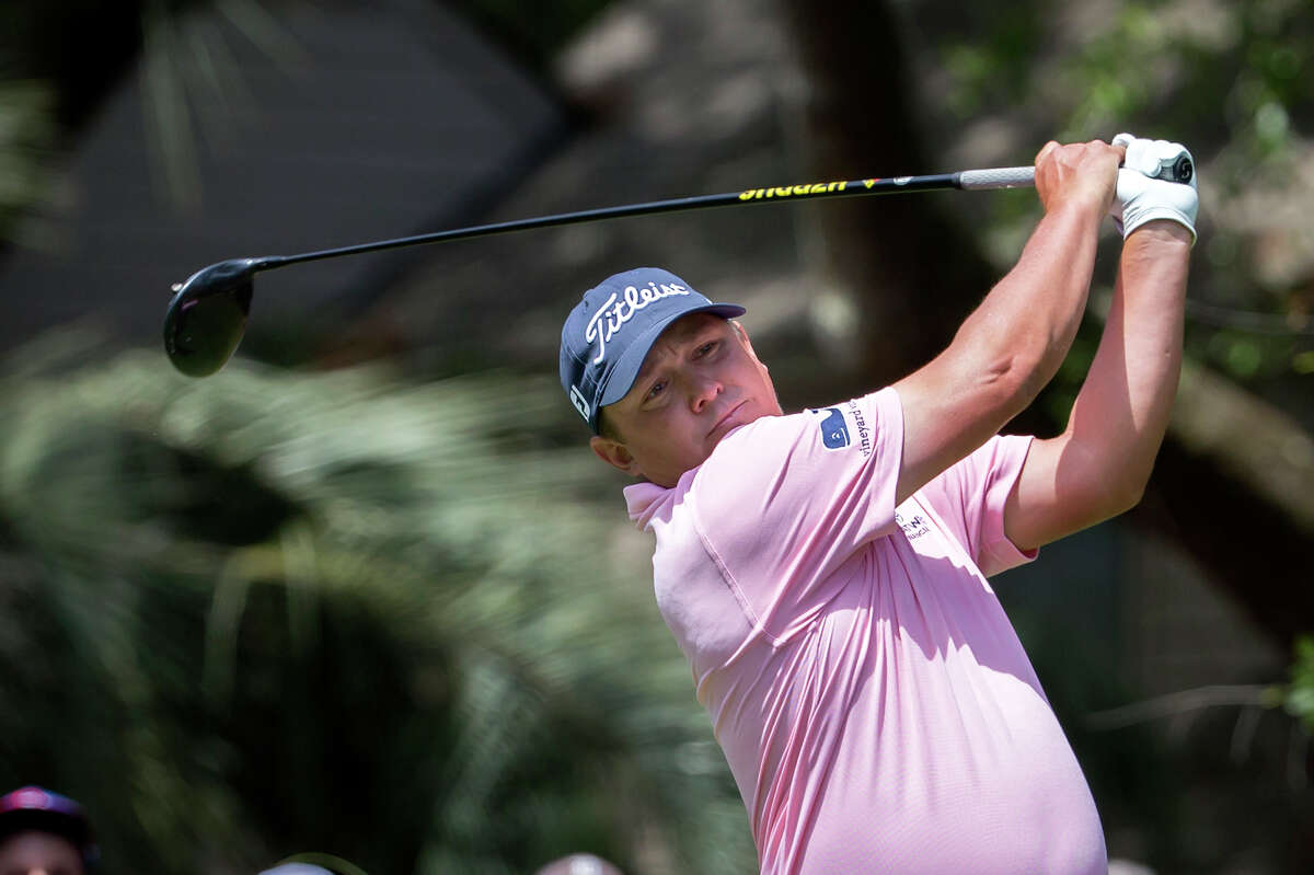 Jason Dufner watches his shot off the second tee during the final round of the RBC Heritage golf tournament in Hilton Head Island, S.C., Sunday, April 16, 2017. (AP Photo/Stephen B. Morton)