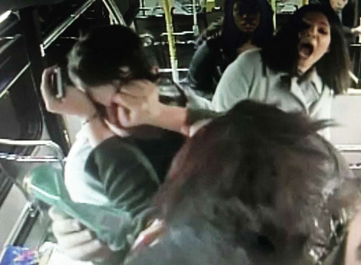 Frame grab from video taken of the Jan. 30, 2016, fight between University at Albany students on a CDTA bus in Albany, N.Y.