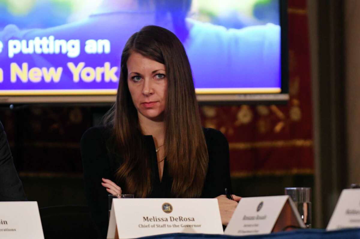 Melissa DeRosa, chief of staff to the governor, attends a cabinet meeting in the Red Room on Tuesday, Feb. 28, 2017, at the Capitol in Albany, N.Y. (Will Waldron/Times Union)