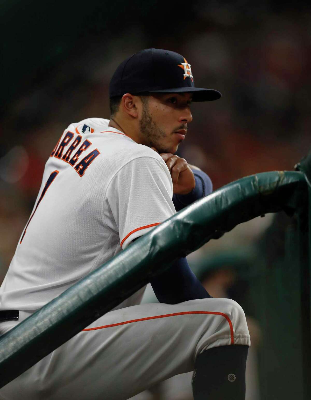 PHOTOS: How the Astros have done when Carlos Correa doesn't play Houston Astros shortstop Carlos Correa (1) in the dugout with a bruised hand during the third inning of an MLB baseball game at Minute Maid Park, 2017, in Houston. Browse through the photos to see how the Astros have done without Carlos Correa in the lineup.