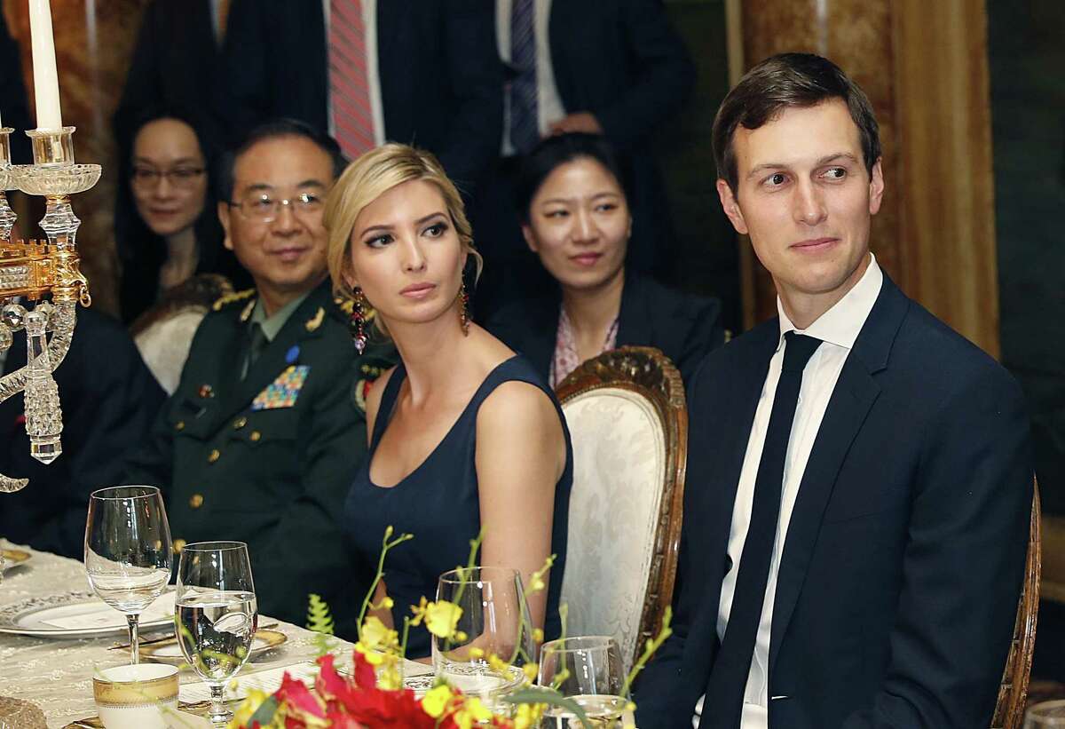 Ivanka Trump is seated with her husband, White House senior adviser Jared Kushner, during a dinner with President Donald Trump and Chinese President Xi Jinping at Mar-a-Lago in Palm Beach, Fla. Earlier in the day, Ivanka Trump's company received provisional approval from the Chinese government for three new trademarks, winning monopoly rights to sell Ivanka brand jewelry, bags and spa services in the world's second-largest economy.