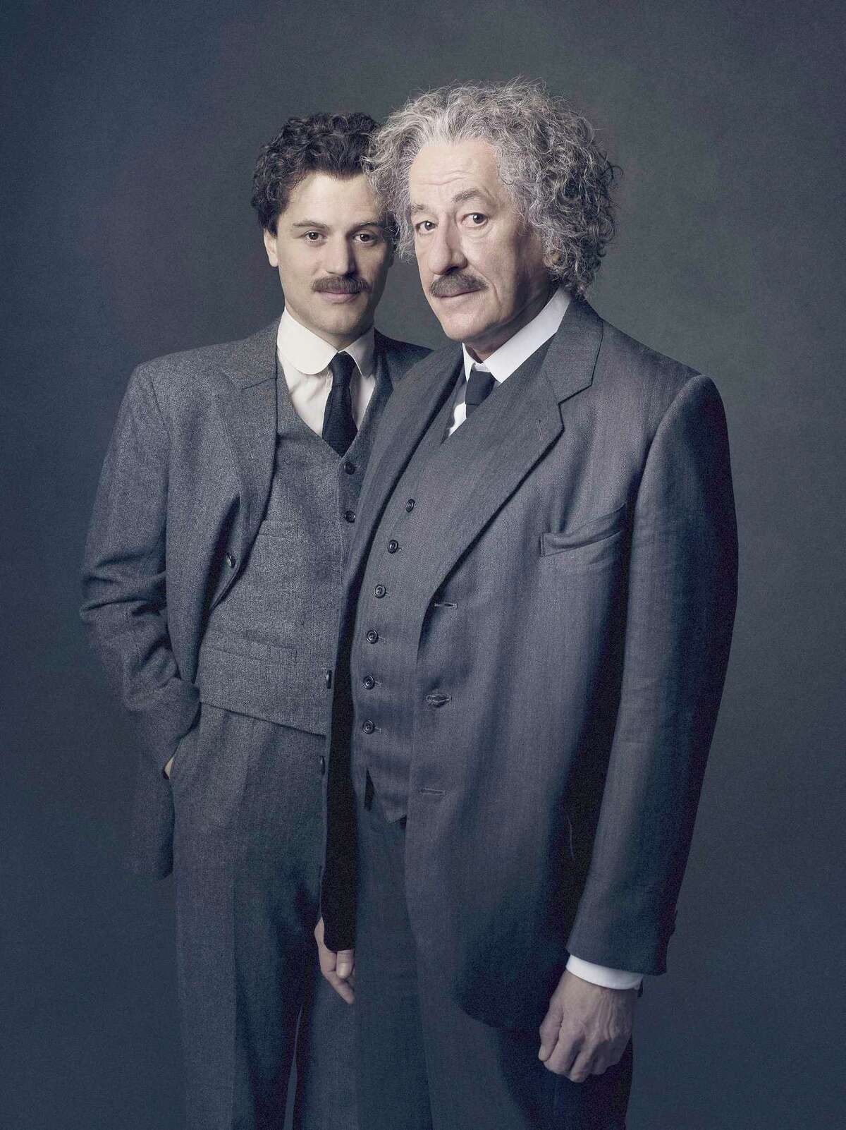 Johnny Flynn, left, plays Albert Einstein as a young man and Academy Award winning Geoffrey Rush plays him as an older man in National Geographic's new series, "Genius," premiering Tuesday.