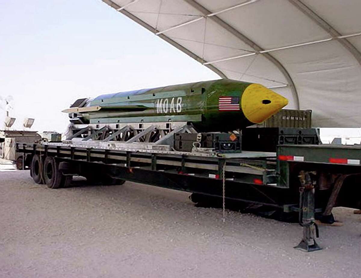 The United States has used a GBU-43/B Massive Ordnance Air Blast bomb, shown in a file image and known as the "Mother of All Bombs" or MOAB; in Afghanistan, according to military personnel. (US Air Force/Eglin Air Force Base/ZUMA Wire/TNS)