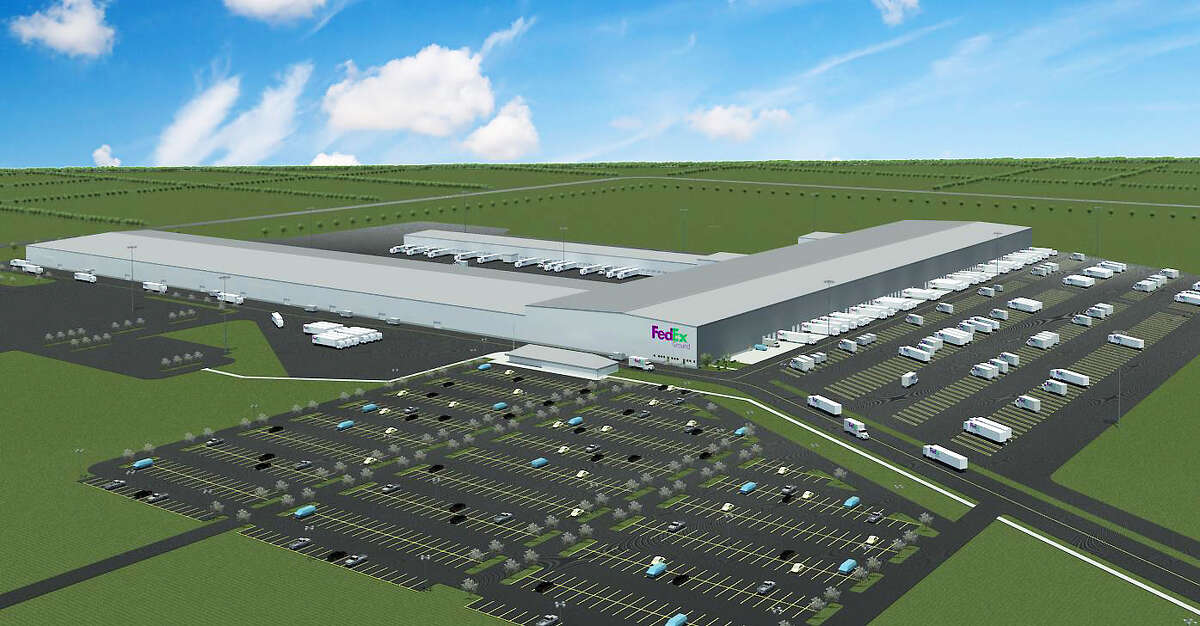 A rendering of a new FedEx Ground distribution facility in Cypress.
