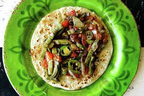 Taco of the Week: Nopales a la mexicana taco on a handmade corn tortilla from Salsa's Cafe.