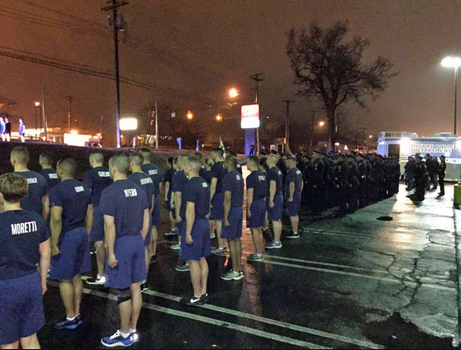 Milford police recruits run to spot where officer was slain