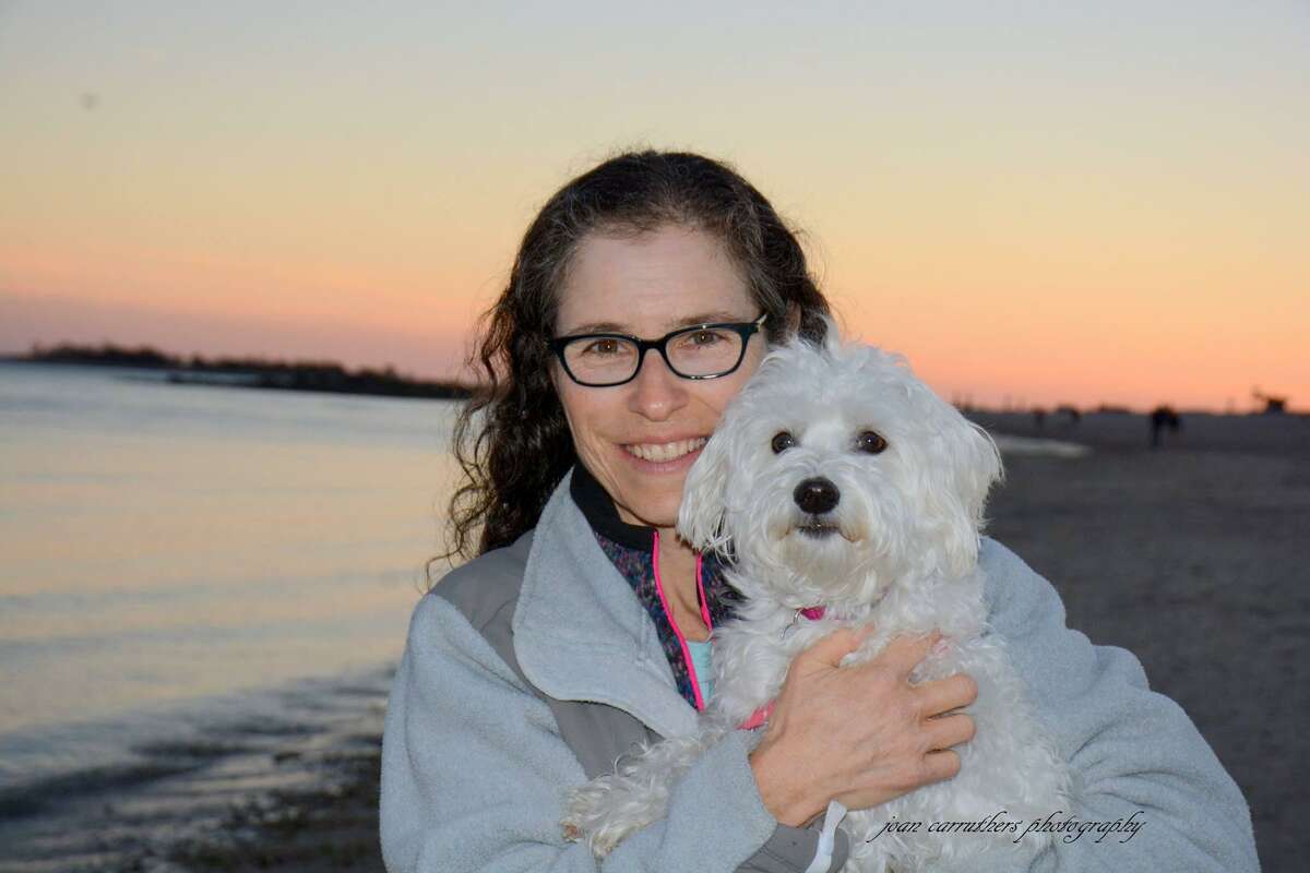 Veterinarian Melissa Shapiro with her dog, Evie.