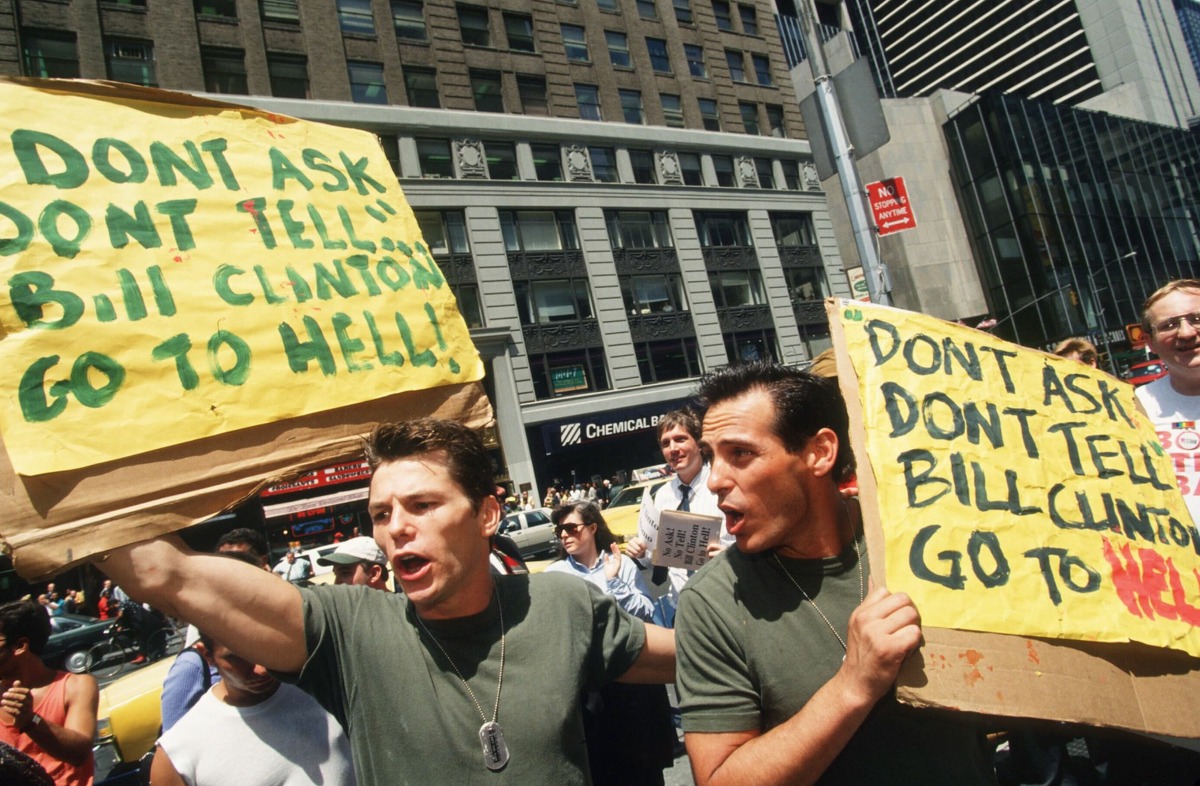 Advocates of gay rights participate in a demonstration July 20, 1993 in New York City.