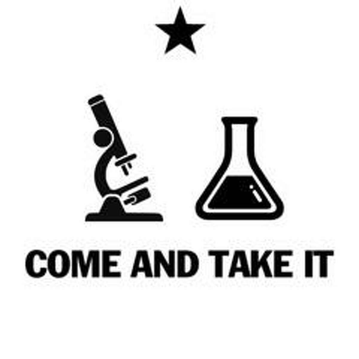 San Antonio March for Science organizers came up with a logo that merges scientific tools and concepts with iconic San Antonio and Texas symbols.