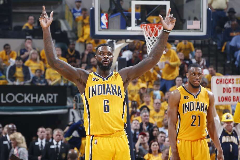 INDIANAPOLIS, IN - APRIL 20: Lance Stephenson #6 of the Indiana Pacers reacts in the second quarter of Game Three of the Eastern Conference Quarterfinals during the 2017 NBA Playoffs against the Cleveland Cavaliers at Bankers Life Fieldhouse on April 20, 2017 in Indianapolis, Indiana. (Photo by Joe Robbins/Getty Images) Photo: Joe Robbins/Getty Images