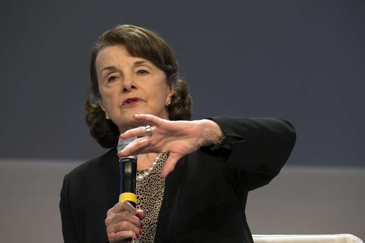 U.S. Sen. Dianne Feinstein speaks to an audience at the Silicon Valley Leadership Group on Friday, April 21, 2017 in Sunnyvale, Calif.