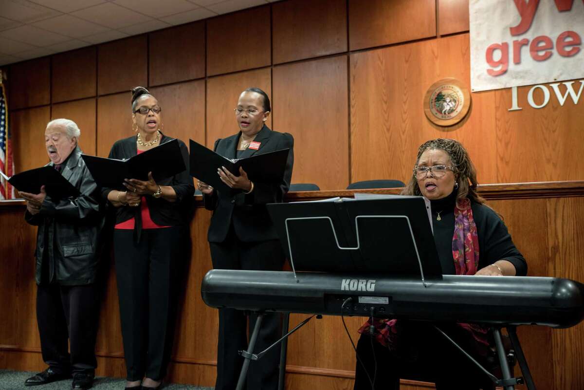 From left, James Gordon, Gracie Smith, Marline Hyatt, and Michele Hilton, of Greenwich's First Bapist Church Choir perfomed several songs at the YWCA's Stand Against Racism ceremony last year. The ceremony will again take place on April 28.