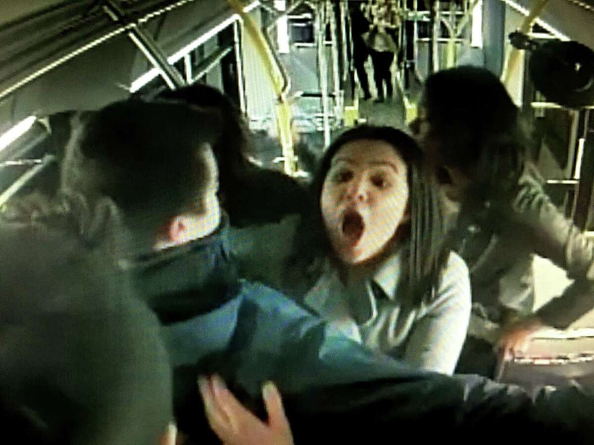 Frame grab from video taken of the Jan. 30, 2016, fight between University at Albany students on a CDTA bus in Albany, N.Y.