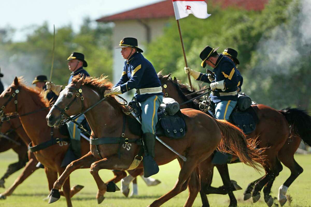 1st Calvary Division Horse Detachment conducted a calvary charge in honor of fiesta. Fort Sam Houston's Fiesta and Fireworks including the formal retreat ceremony, which is hosted by U.S. Army North and includes fiesta royalty and band performances on Sunday, April 23, 2017.