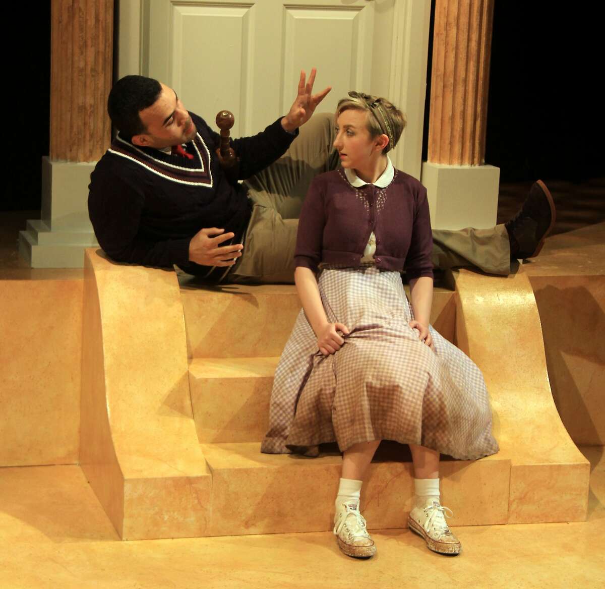 From left: Ed Berkeley as Hippolytus and Cecily Bednar Schmidt as Aricia in Cutting Ball's "Phe`dre."