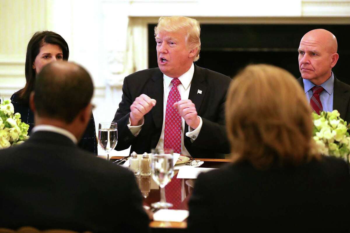 President Donald Trump on Monday, April 24, 2017, at the White House during a meeting of the United Nations Security Council. On Monday, the Wall Street Journal reported Trump will unveil Wednesday plans to cut the U.S. corporate tax rate to 15 percent, from 35 percent today. (Photo by Chip Somodevilla/Getty Images)