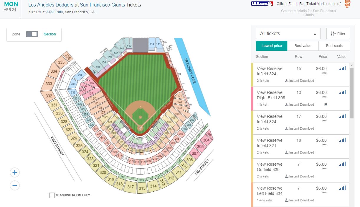 StubHub flooded with Giants tickets