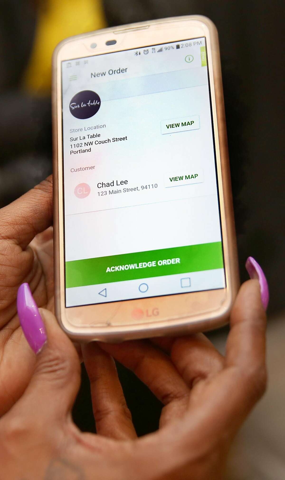 InstaCart shopper LaVerne Oakley gets a dummy order to practice shopping at kitchen-supply store Sur La Table on Monday, April 24, 2017, in San Francisco, Calif.