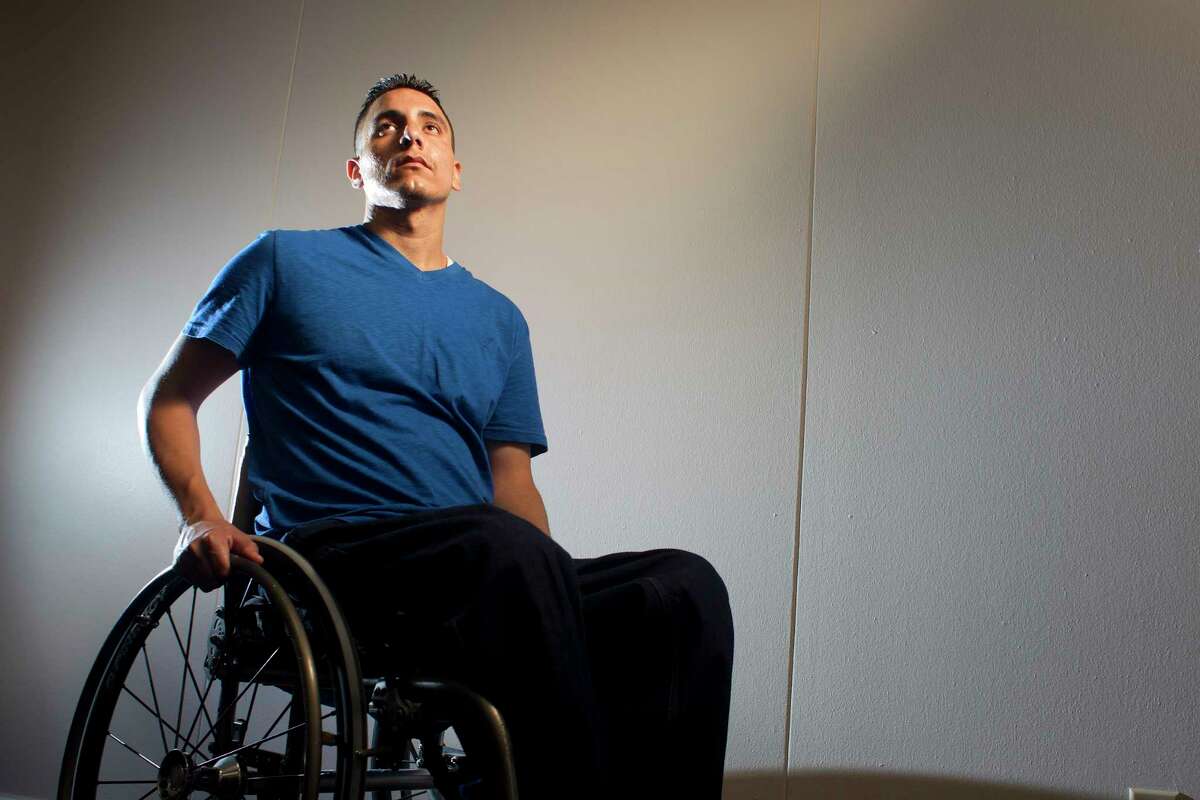 Portrait of Ricardo Salazar, 27, a father of three who will spend the rest of his life in a wheelchair after he was shot in the back by an HPD officer who stopped him for speeding on the Southwest Freeway Tuesday, June 4, 2013, in Houston. The officer suspected Salazar had been drinking, and ordered him to the rear of the pickup he was driving. There was a brief confrontation, and the construction worker turned his back on the officer and was walking to his truck when the officer shot him once in the back. Salazar has filed a lawsuit against the city of Houston for violation of his civil rights and using excessive force. ( Johnny Hanson / Houston Chronicle )