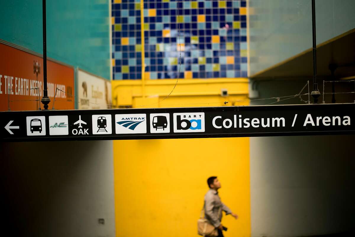 A man leaves the Coliseum BART station on Tuesday, April 25, 2017, in Oakland, Calif.