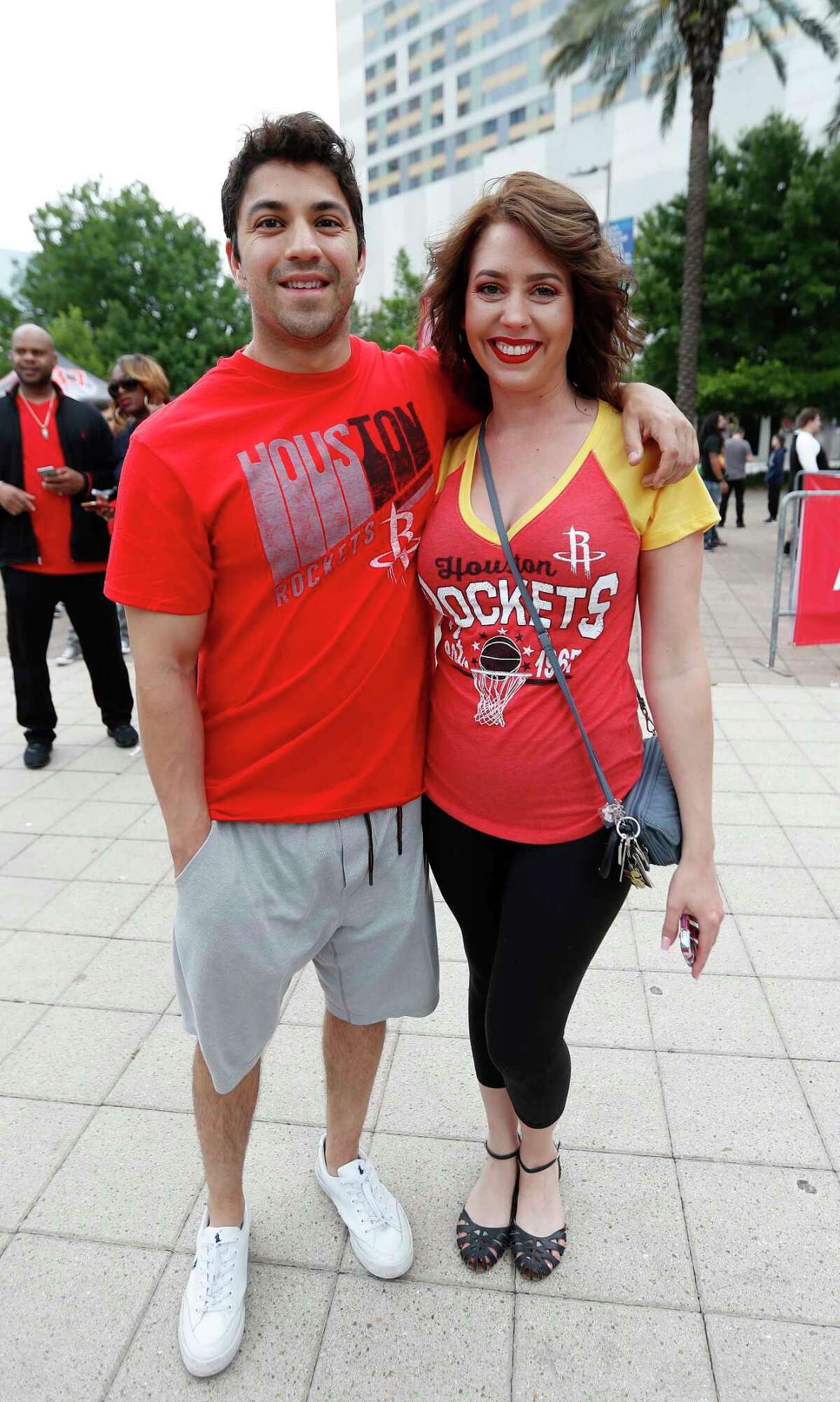 PHOTOS: Take a look at the Rockets fans outside Toyota Center before Tuesday night's Game 5 Fans wait to get into the Toyota Center before the start of Game 5 of a Western Conference quarterfinals of the 2017 NBA playoffs, April 24, 2017, in Houston.