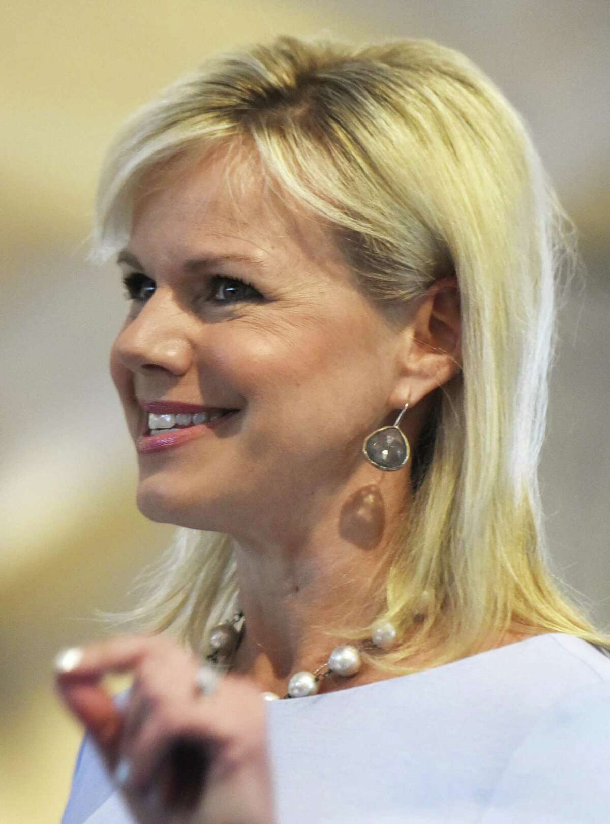 Author and former FOX News host Gretchen Carlson speaks at the United Way of Greenwich Sole Sisters Luncheon at Greenwich Country Club in Greenwich, Conn. Tuesday, April 25, 2017. Carlson, a Greenwich resident, delivered the keynote presentation, speaking about the times she experienced sexual harassment throughout her life and how it impacted her career.