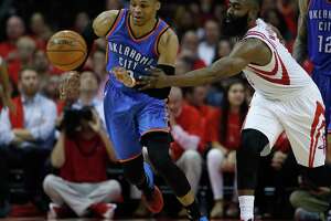 Rockets fan taunts likely MVP Russell Westbrook with a grin and a message