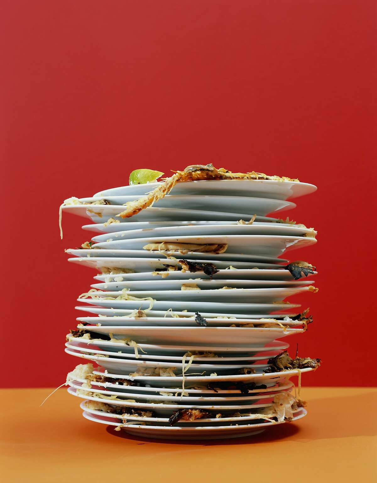 Stack of dirty dishes