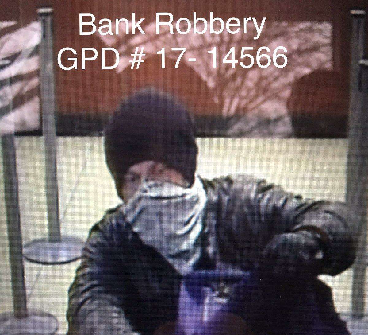 A security camera photo of the thief who robbed the Chase bank at 1150 E Putnam Ave. Wednesday.