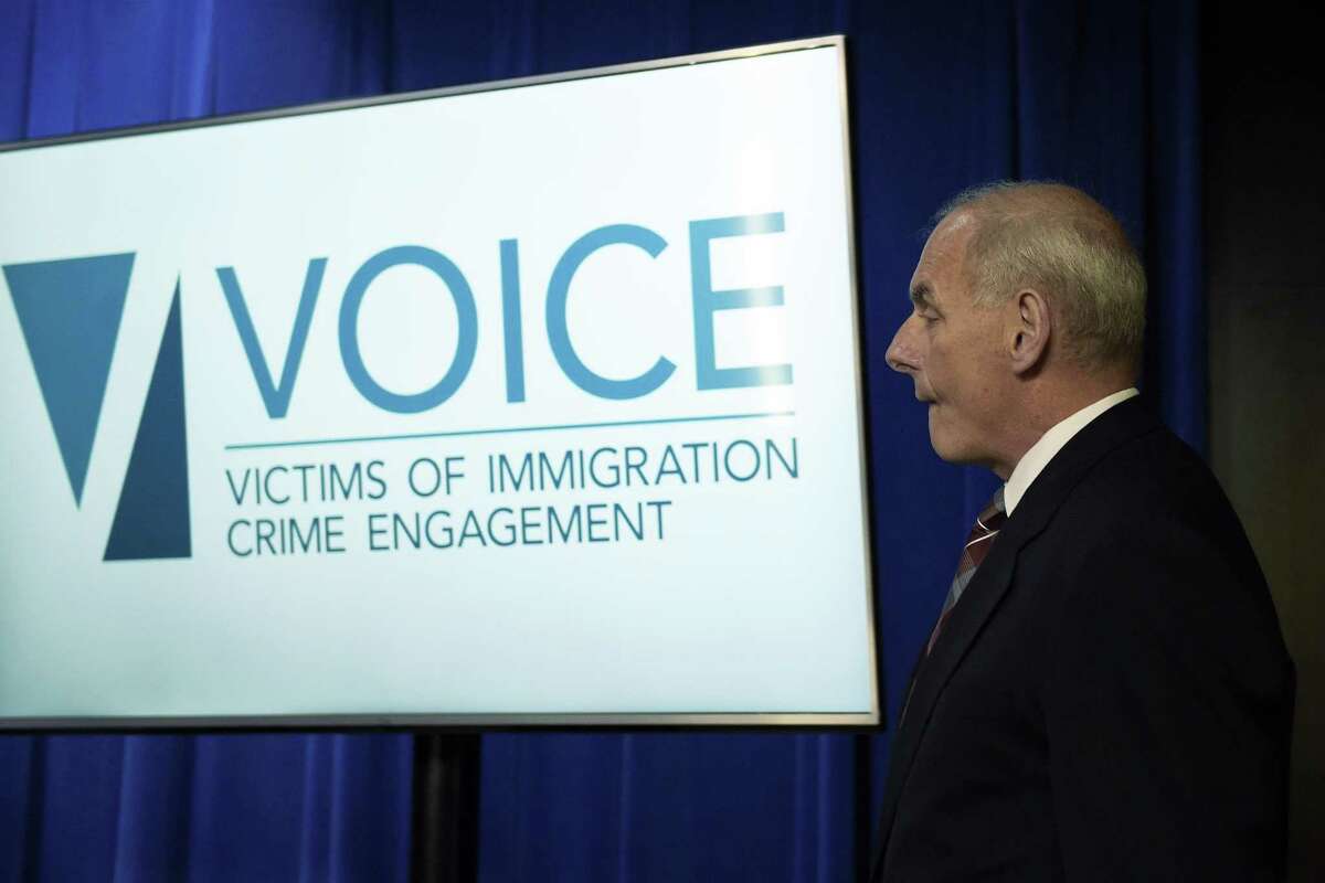 Homeland Security Secretary John Kelly arrives to for a news conference at Immigration and Customs Enforcement (ICE) in Washington, Wednesday, April 26, 2017, to announce the opening of new Victims of Immigration Crime Engagement (VOICE). (AP Photo/Susan Walsh)