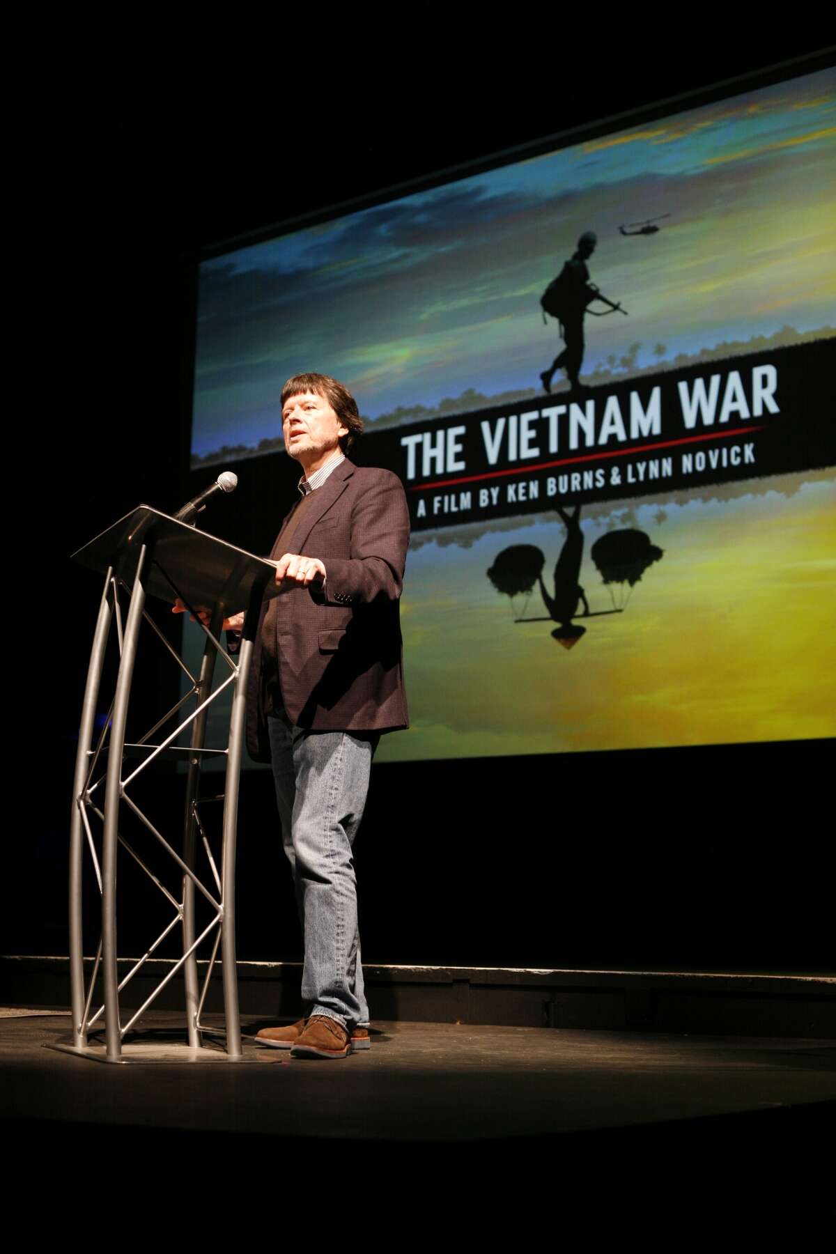 Ken Burns discusses "The Vietnam War," his new 18-hour documentary at the University of Houston's Cullen Performance Hall on April 26, 2017. Photo courtesy of Houston Public Media/John Lewis