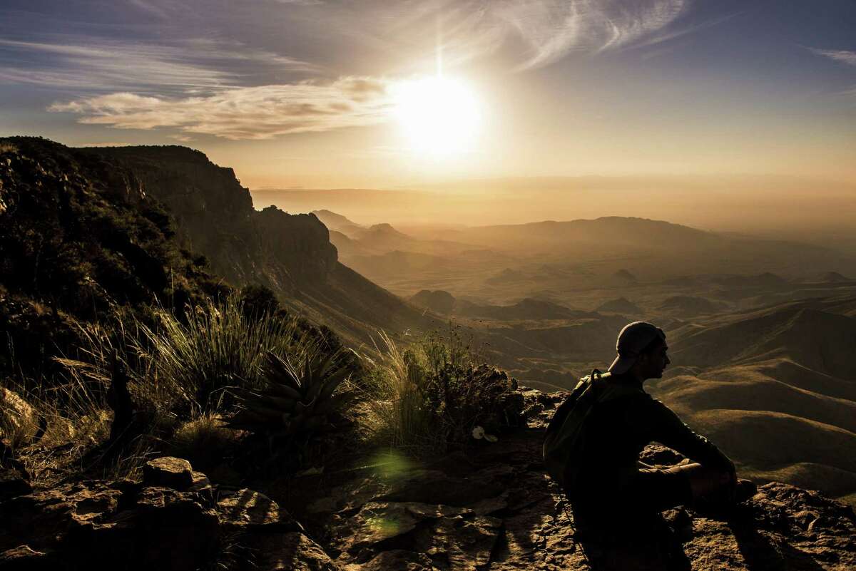 Vipul Devluk takes in the sunrise from the South Rim at Big Bend National Park on April 10, 2017.
