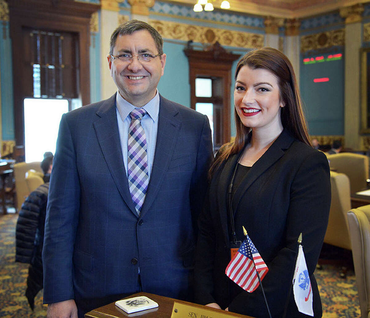 State Sen. Jim Stamas, left, with Shelby Avery, of Midland, after Stamas underwent bariatric surgery and lost nearly 100 pounds.