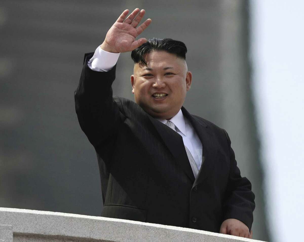 FILE - In this Saturday, April 15, 2017, file photo, North Korean leader Kim Jong Un waves during a military parade to celebrate the 105th birth anniversary of Kim Il Sung in Pyongyang, North Korea. A North Korean mid-range ballistic missile apparently failed shortly after launch Saturday, April 29, South Korea and the United States said, the third test-fire flop just this month but a clear message of defiance as a U.S. supercarrier conducts drills in nearby waters. (AP Photo/Wong Maye-E, File)