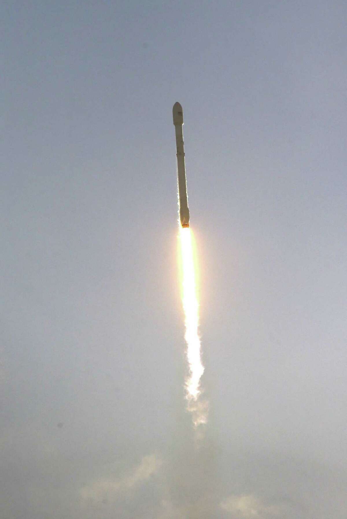 A Falcon 9 SpaceX rocket carrying a classified satellite for the National Reconnaissance Office lifts off Monday.