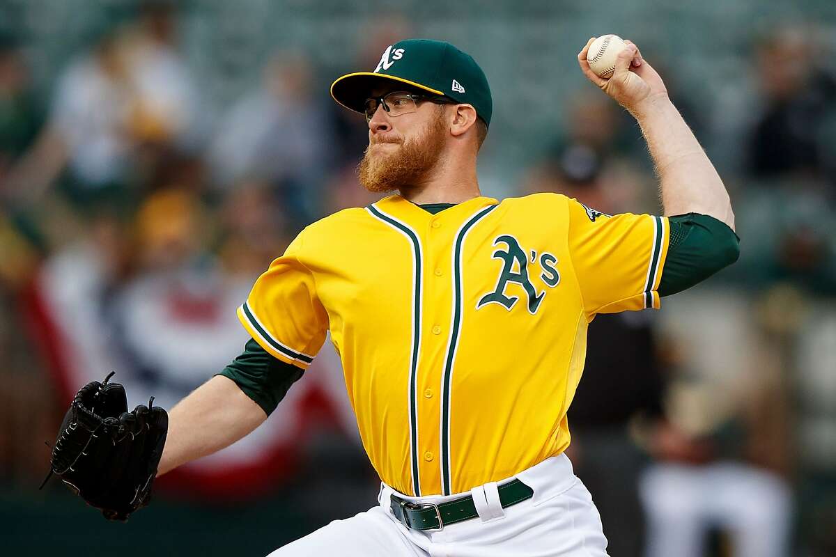 OAKLAND, CA - APRIL 06: Sean Doolittle #62 of the Oakland Athletics pitches against the Los Angeles Angels of Anaheim during the ninth inning at the Oakland Coliseum on April 6, 2017 in Oakland, California. The Oakland Athletics defeated the Los Angeles Angels of Anaheim 5-1. (Photo by Jason O. Watson/Getty Images)