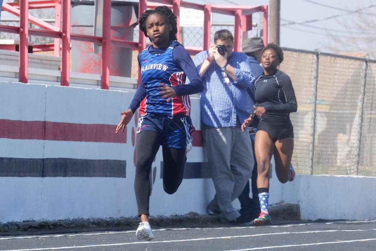 Plainview's Kaizha Roberts, shown competing in a track meet earlier this season, won the 100-meter dash at the regional meet Saturday to earn her fourth consecutive trip to the UIL State Track and Field Championships in Austin.