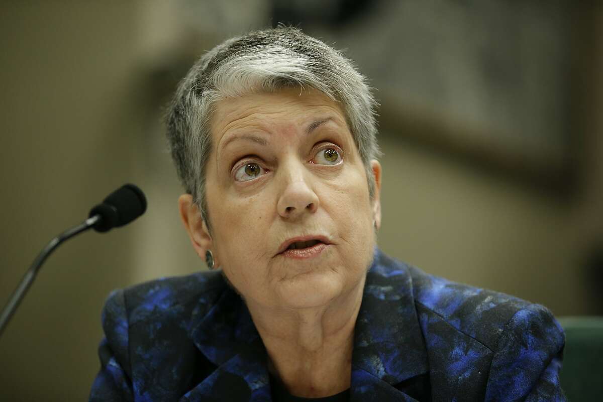 University of California president Janet Napolitano during a joint legislative oversight hearing on Tuesday, May 2, 2017, at the California State Capitol in Sacramento, Calif. A state audit found the Napolitano's office collected at least $175 million in secret reserve funds.