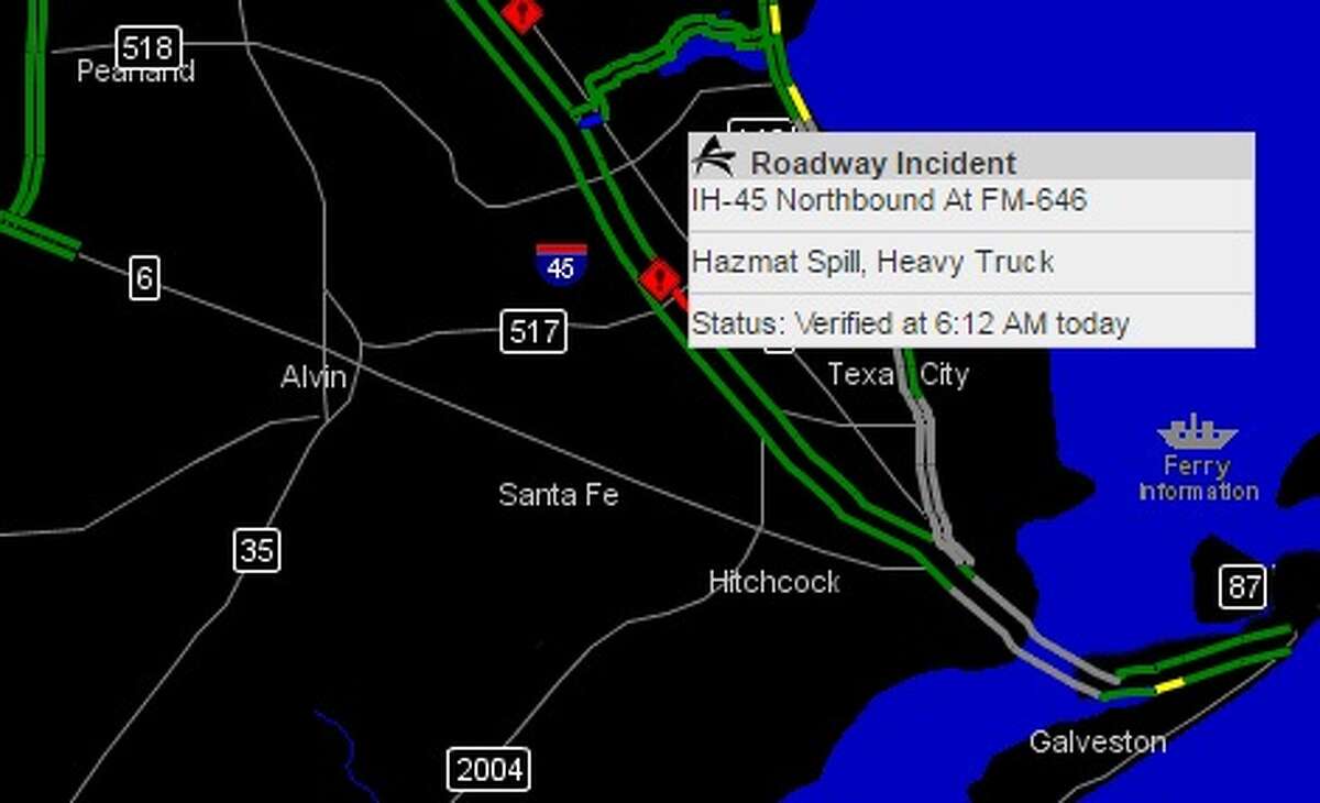 Hazmat Spill Shuts Down Gulf Freeway Near League City 2320