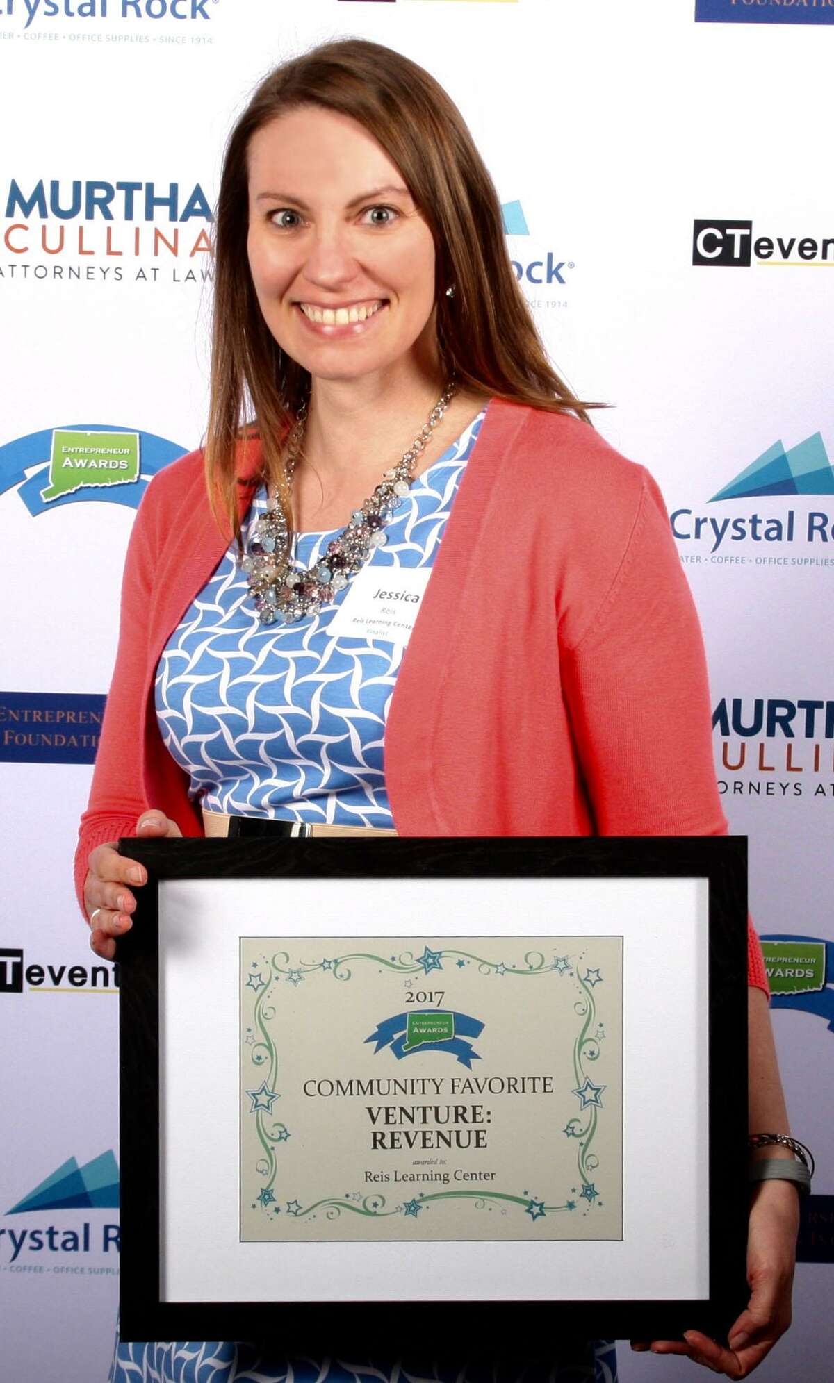 Jessica Reis, owner of Reis Learning Center in New Milford, was recently presented an award for best revenue-generating venture at the inaugural Connecticut Entrepreneur Awards.