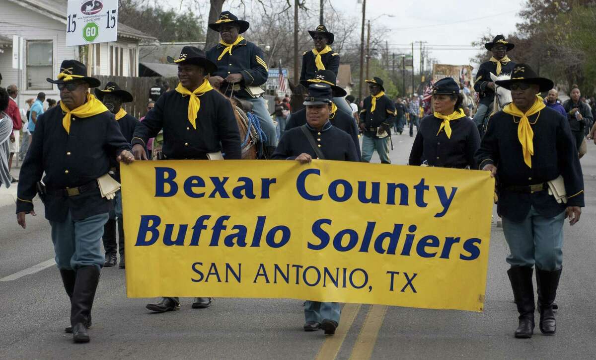 Members of the Bexar County Buffalo Soldiers were one of many groups to participate in San Antonio's Annual Martin Luther King Jr. Commemorative March, Jan. 21, 2013.