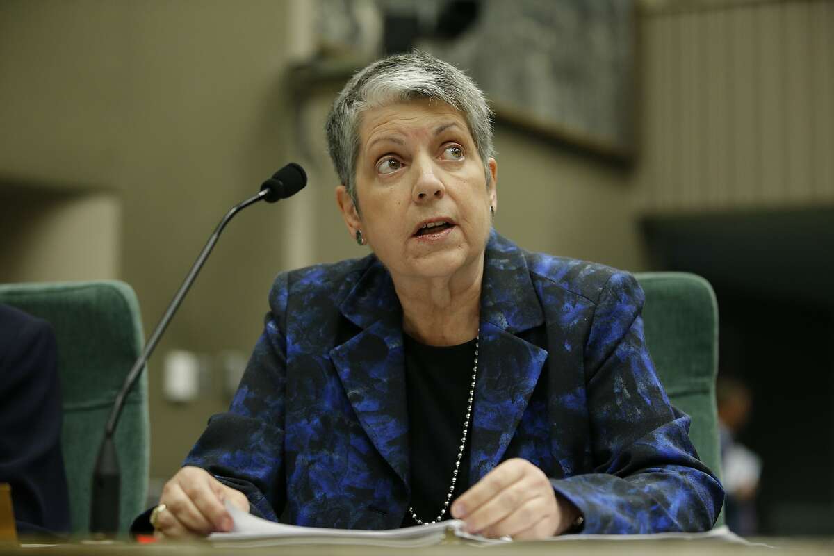 University of California president Janet Napolitano during a joint legislative oversight hearing on Tuesday, May 2, 2017, at the California State Capitol in Sacramento, Calif. A state audit found the Napolitano's office collected at least $175 million in secret reserve funds.
