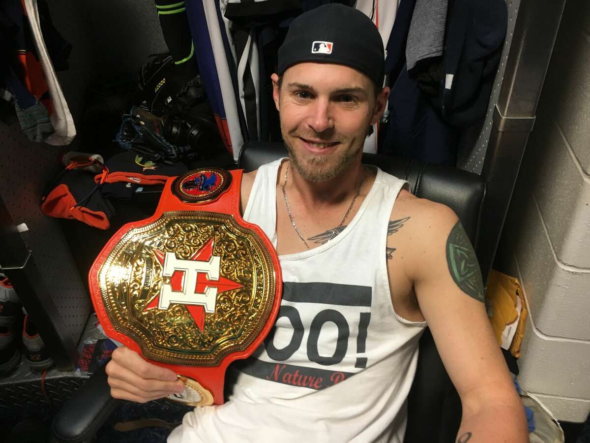 Astros outfielder Josh Reddick is bringing to the Astros a tradition he discovered with the Dodgers last season. The player of each game is awarded with a WWE-style belt.