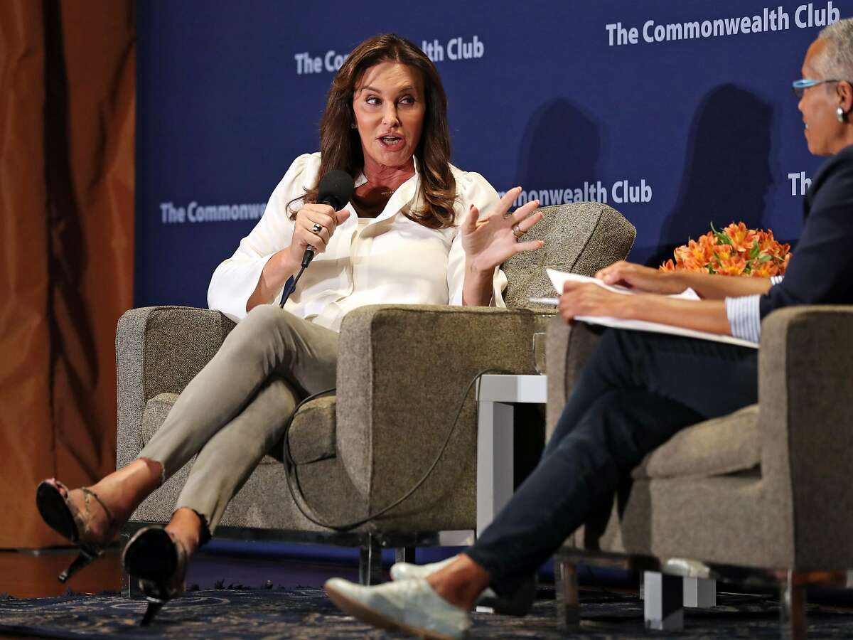 Caitlyn Jenner speaks while being interviewed by Judge LaDoris Cordell at The Commonwealth Club of California in San Francisco, Calif., on Wednesday, May 3, 2017.