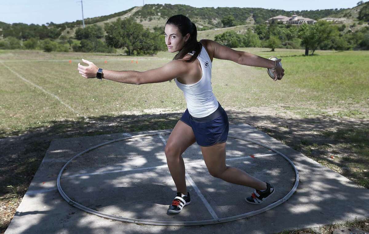 Boerne Geneva’s Julie Perez, a senior who has signed with Rice, has the fifth-best discus throw in the state — public and private schools — and practices in a pasture at home complete with a concrete ring her father David made. She looks to win her third state championship in the event at the TAPPS state meet in Waco.