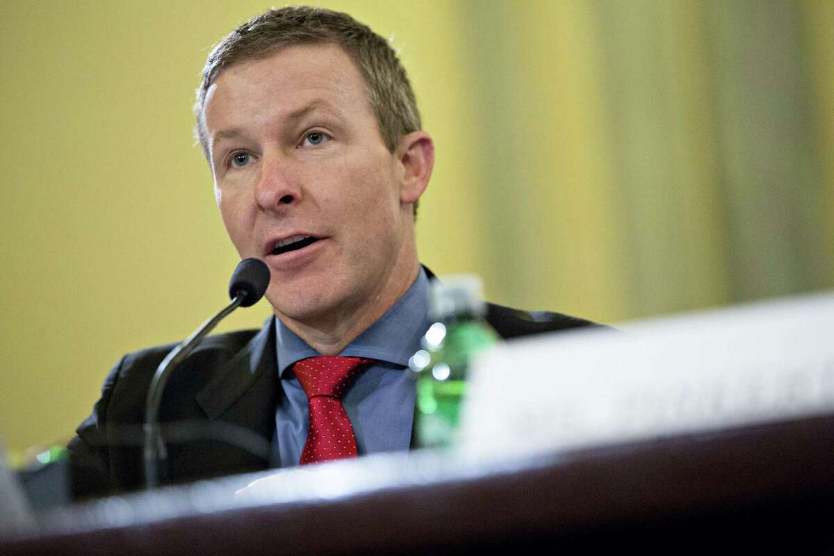 Scott Kirby, president of United Continental Holdings Inc., speaks during a Senate Commerce, Science and Transportation Subcommittee hearing Thursday in Washington, D.C.